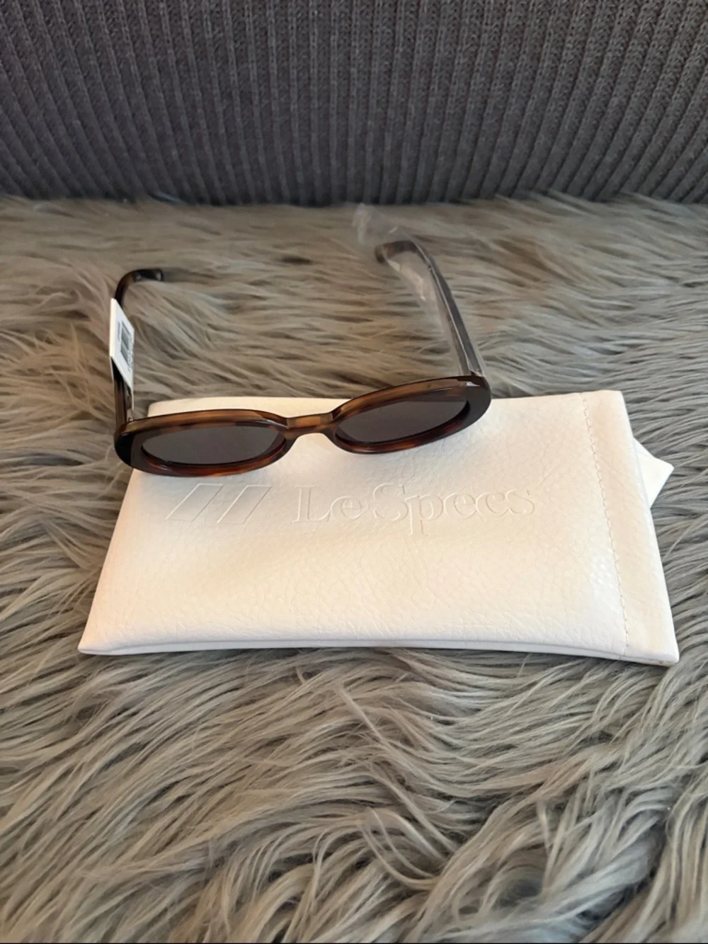 Le Specs Brown Tortoiseshell Oval Sunglasses - Picture 1 of 3